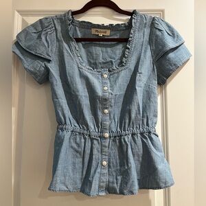 Short sleeve Madewell denim top in XS